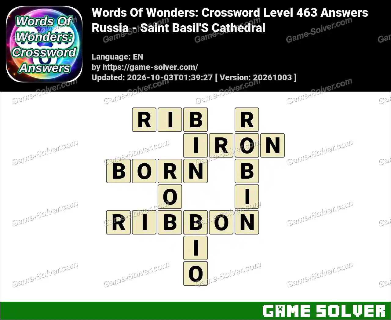 Words Of Wonders: Crossword Level 463 Answers – Russia – Saint Basil’S Cathedral